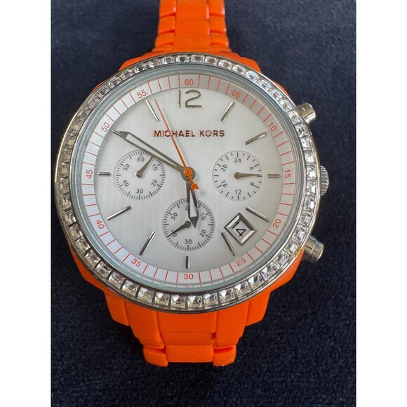 Michael Kors Chunky Orange Watch MK-5119 Crystal Bezel Chronograph Quartz main image 2